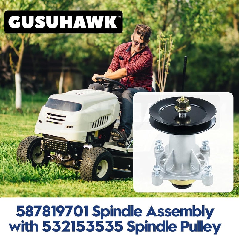 GUSUHAWK 587819701 Spindle Assembly Kit with 153535 Pulley Replaces Husqvarna 532187281 587253301 587820301 587819701 Mandrel Assembly, Craftsman 192870 187281 187292 Spindle Assembly, 173436 - Image 2